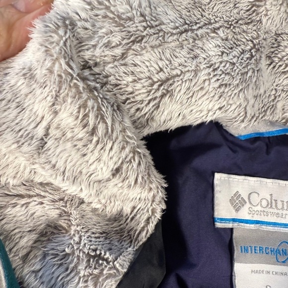 Columbia Interchange Jacket Teal Blue Hooded Faux Fur Lined Women's Size S - Picture 6 of 16